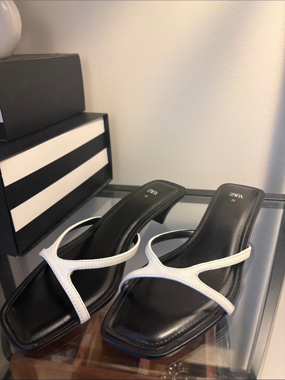 Like new, worn once! Zara White Strappy Leather Mules, size 5